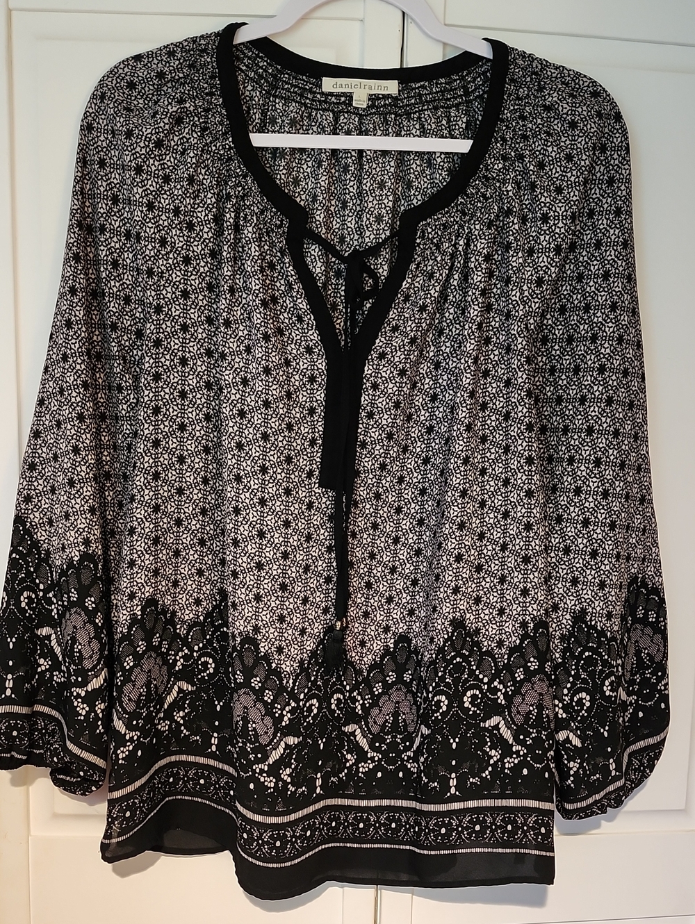 Daniel Rainn Black and White Printed Peasant Tunic